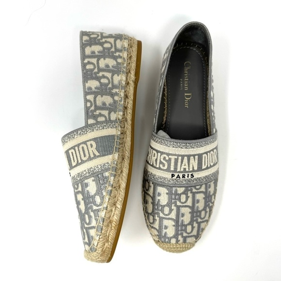 Dior Granville Oblique Espadrilles – Rare Gray Logo Flats, Size 39 (US 9), NWT - Picture 2 of 12